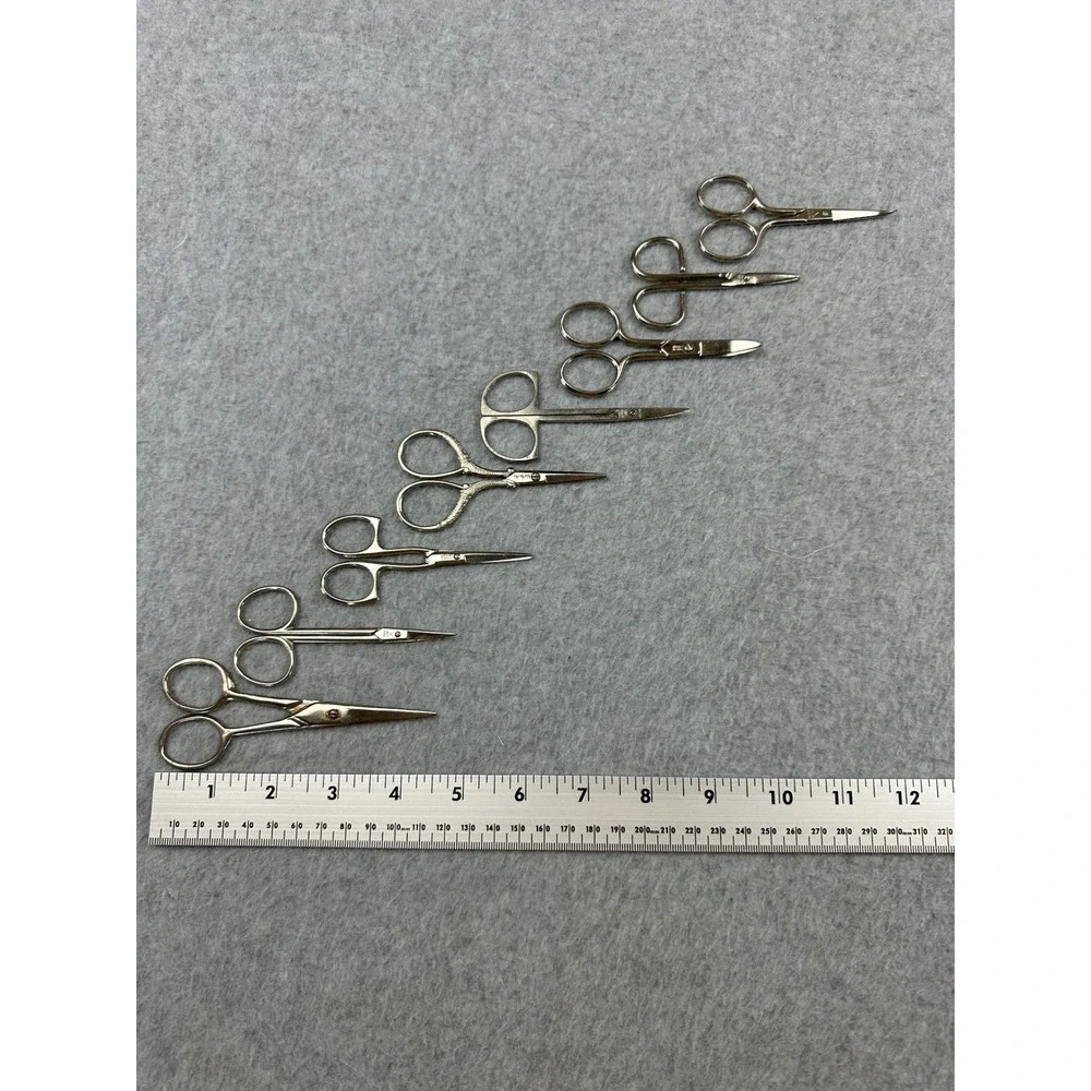 8pc Vintage Miniature Sewing Embroidery Scissors Lot Germany USA Ornate Metal